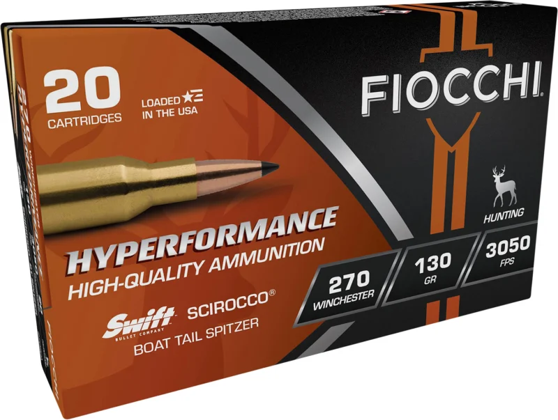 Fiocchi 270SCA Hyperformance 270Win 130gr Swift Scirocco II Bonded 20 Per Box/10 Case