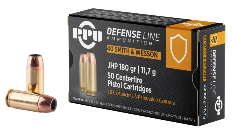 PPU PPD40 Defense 40S&W 180gr Jacketed Hollow Point 50 Per Box/10 Case