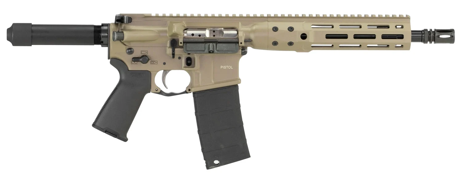 LWRC ICDIP5CK10ML AR pistol 5.56x45 NATO 10.5-inch FDE Cerakote buffer tube stock Magpul MOE grip