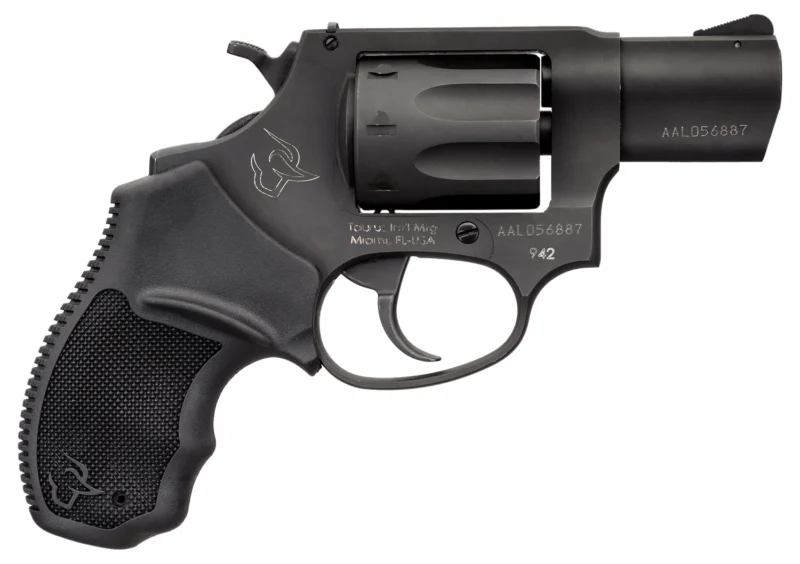 Taurus 2942021 942 22 LR 8rd 2" Barrel, Overall Matte Black Finish Steel & Finger Grooved Black Polymer Grip