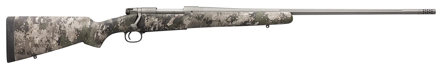 Winchester Model 70 Extreme 6.5 PRC 24-inch Tungsten Cerakote rifle with TrueTimber VSX Bell & Carlson stock, right-hand