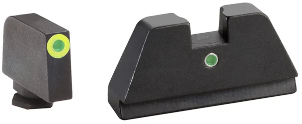 AmeriGlo GL391 Optic Compatible Sight Set for Glock  XL Tall Green Tritium LumiGreen Outline Front Sight-Green Tritium  Rear Sight