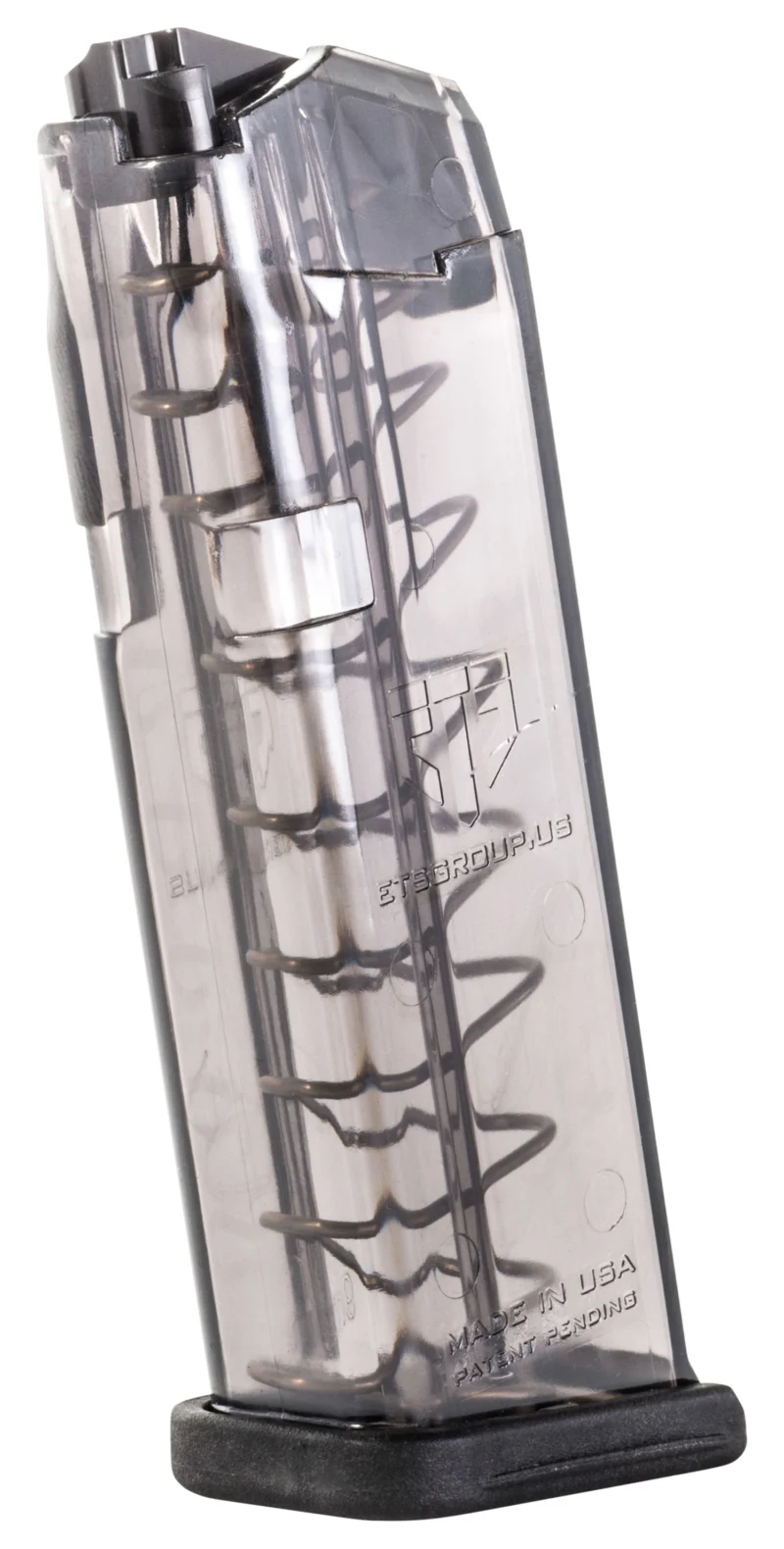 ETS Group SMKGLK1910 Pistol Mags 10rd Limited 9mm Luger Compatible w/ Glock 19/26 Smoke Polymer