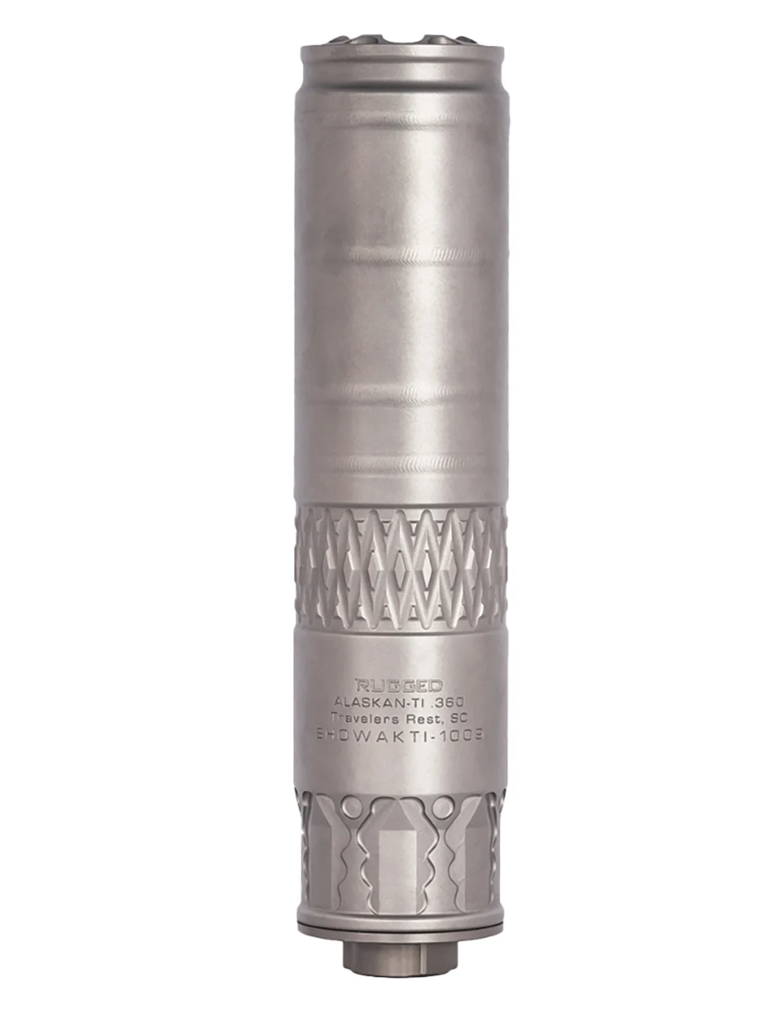 Rugged Suppressors Alaskan360Ti titanium multi-caliber suppressor 1.6 inch diameter