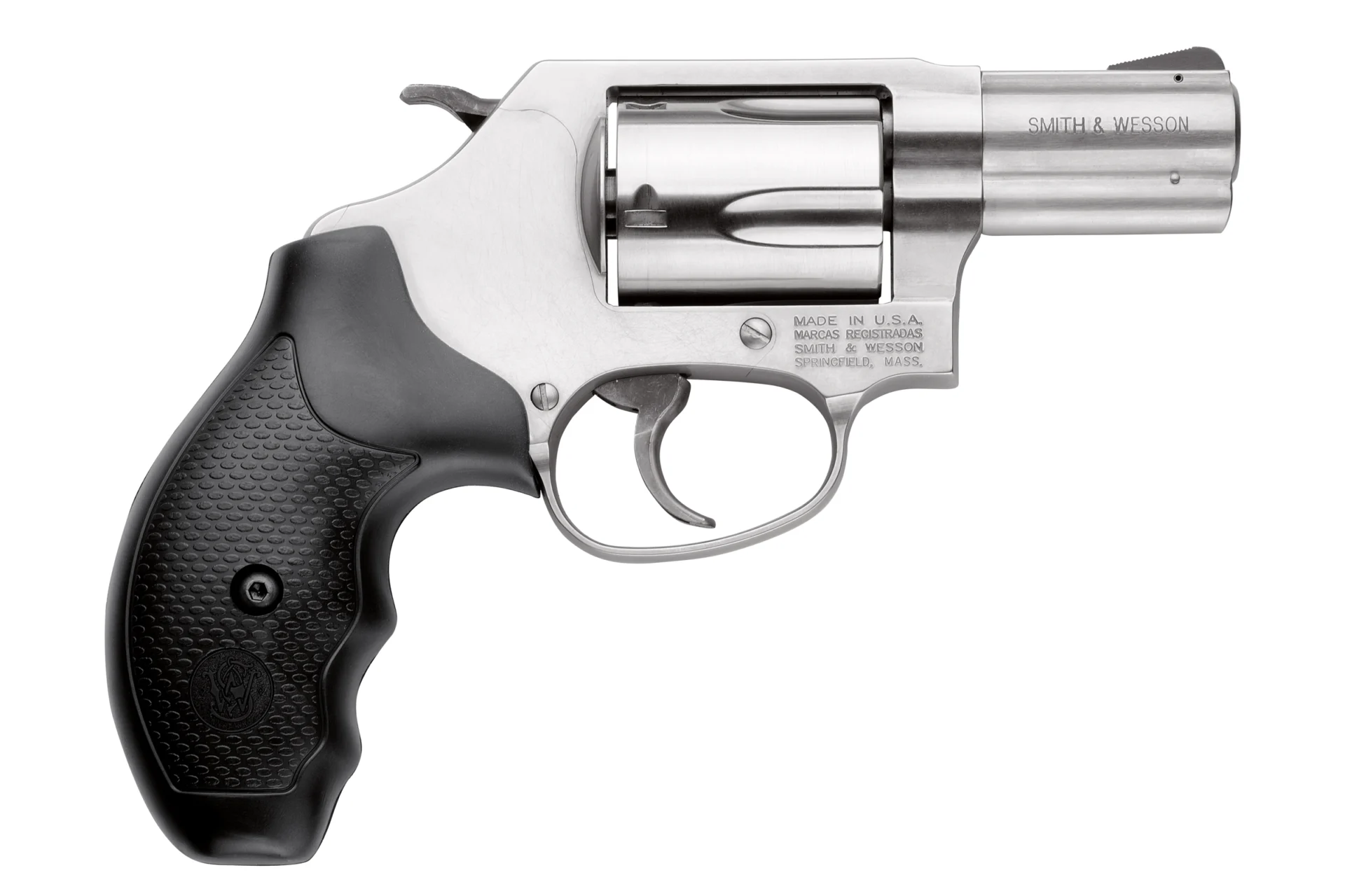 Smith & Wesson Model 60 stainless J-frame revolver with synthetic grip and fixed blade sight