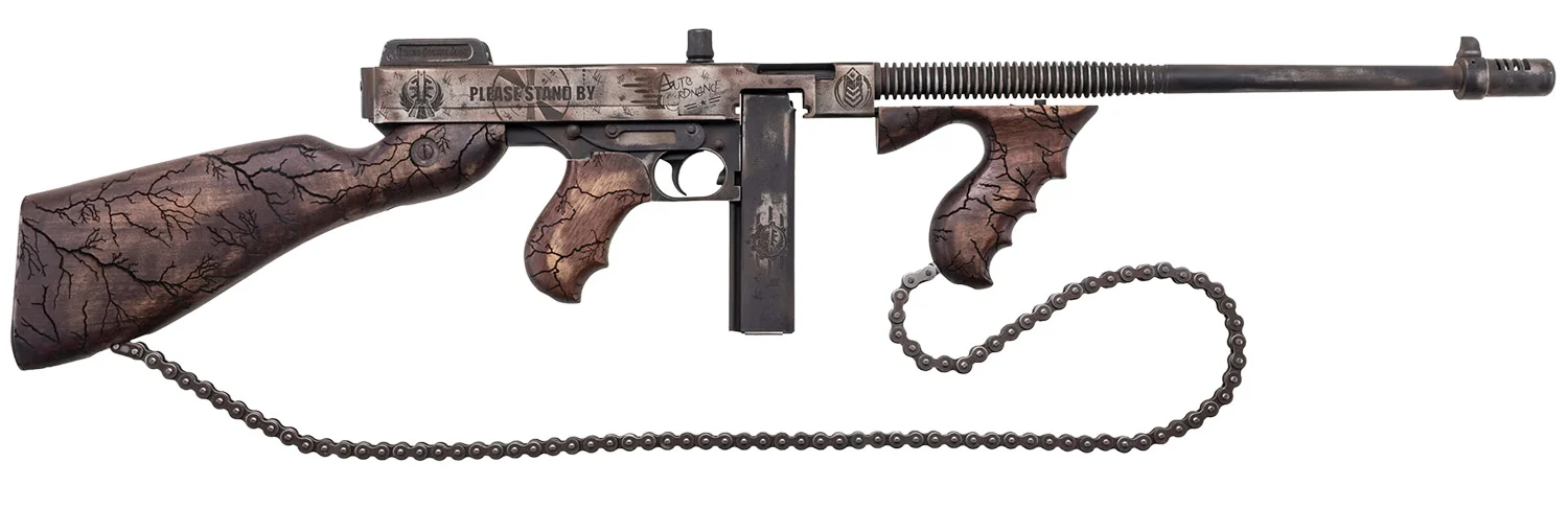 Auto-Ordnance Thompson 1927A-1 Wastelander .45 ACP 18in finned barrel engraved walnut carbine
