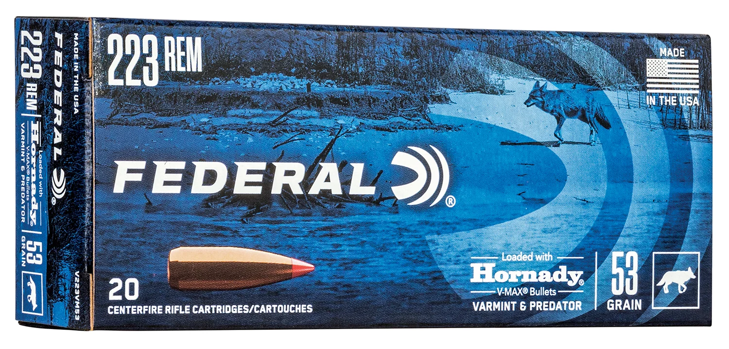 Federal V223VM53 Varmint & Predator 223Rem 53gr Hornady V-Max 20 Per Box/10 Case