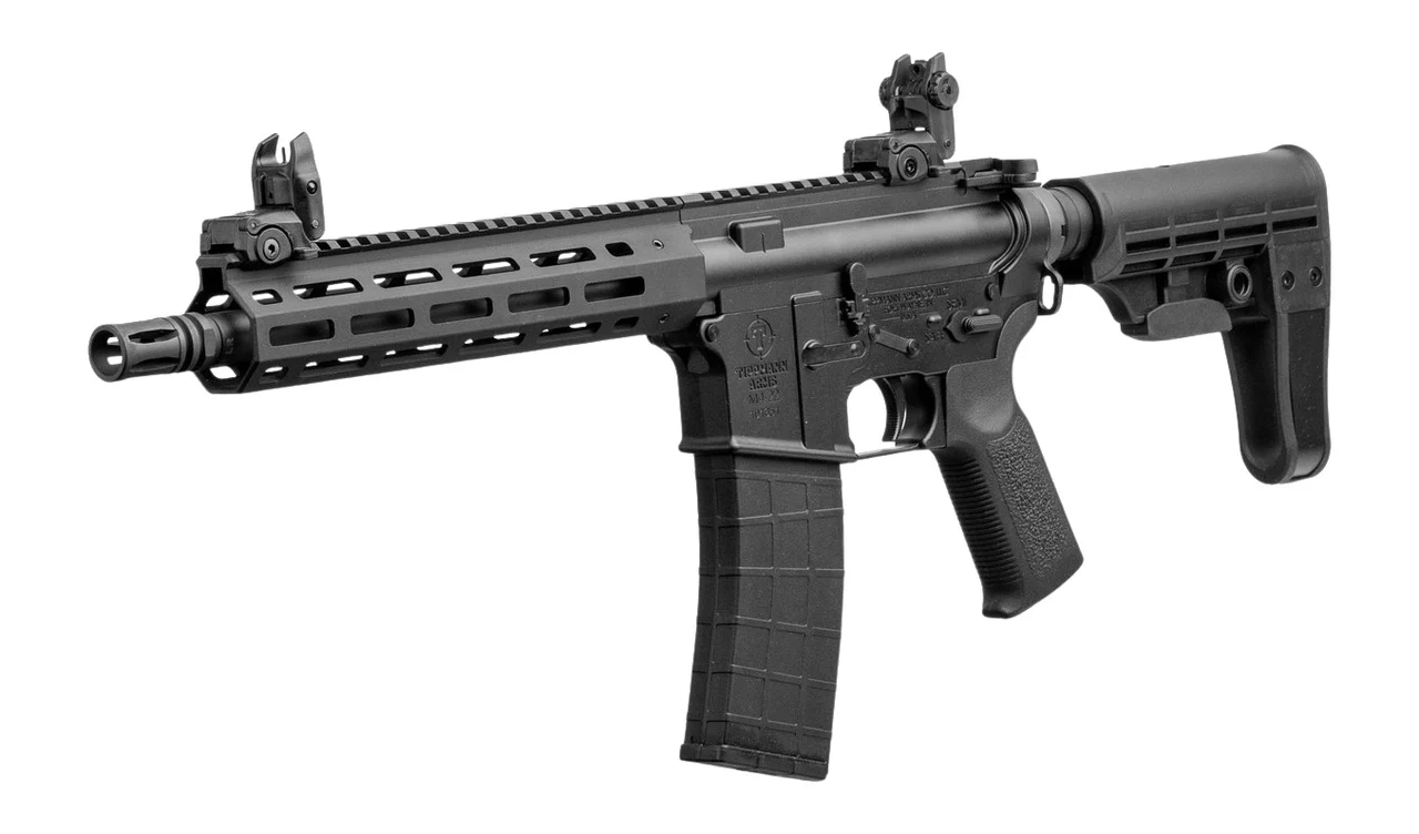 Tippmann Arms A101088 M4 Elite 22 LR 25+1 11" Black Parkerized Threaded Barrel, Black Parkerized Aluminum Receiver w/Picatinny Rail, M-LOK Handguard, Black T5 Arm Brace, Black Gen2 Grip