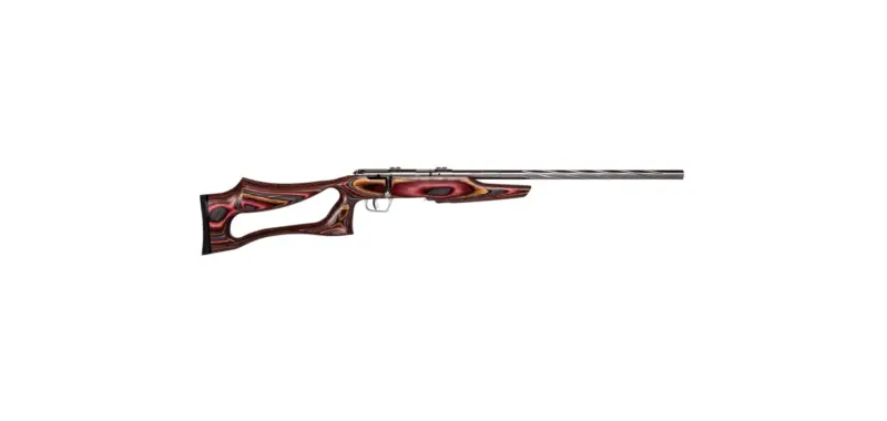 Savage Mark II BSEV .22 LR 21 in rifle with thumbhole laminate stock and stainless spiral-fluted barrel
