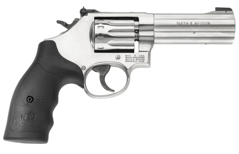 Smith & Wesson 160584 Model 617 22 LR Stainless Steel 4" Barrel & 10 Shot Cylinder, Satin Stainless Steel K-Frame, Black Polymer Grip,Internal Lock