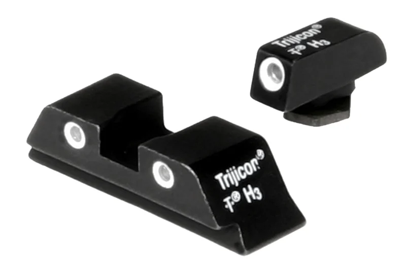 Trijicon 600210 Bright & Tough Night Sights Green/Tritium White Outline Front Sight-Green/Tritium White Outline Rear Sight Glock 17/17L/19 Standard Frame