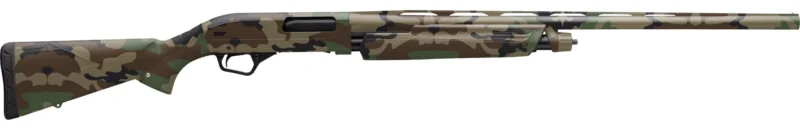 Winchester SXP Waterfowl Hunter 12 Gauge 28-inch Woodland camo shotgun side view