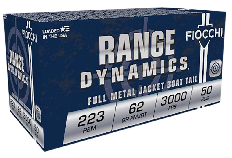 Fiocchi 223C Range Dynamics 223Rem 62gr Full Metal Jacket Boat Tail 50 Per Box/20 Case
