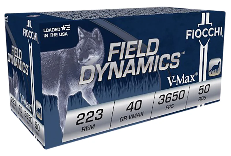 Fiocchi 223HVB50 Field Dynamics 223Rem 40gr Hornady V Max 50 Per Box/20 Case