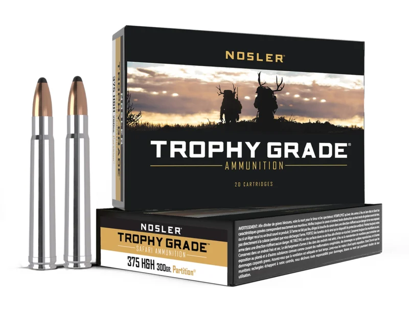 Nosler 40606 Trophy Grade Safari 375H&HMag 300gr Nosler Spitzer Partition 20 Per Box/10 Case