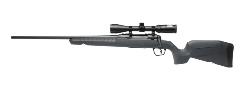 Savage AXIS 2 Compact left-hand .300 AAC Blackout rifle with gray synthetic stock and 16.13 inch barrel