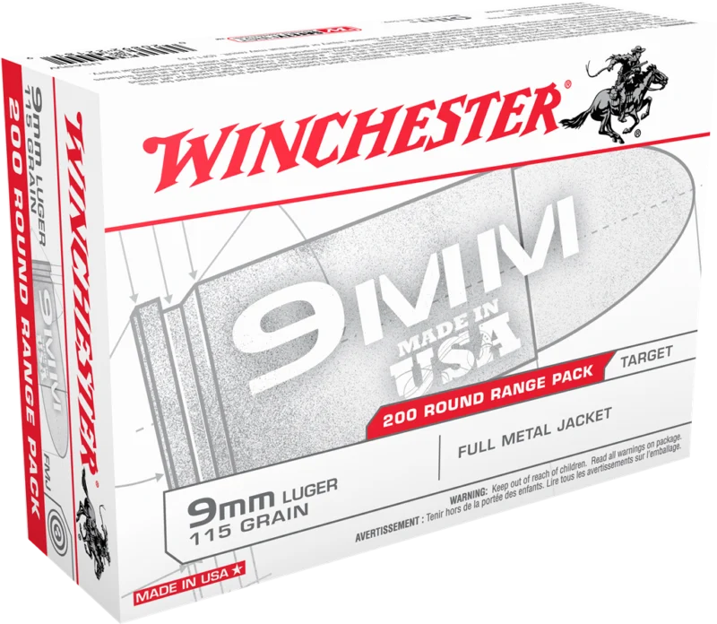 WINCHESTER USA 9MM 115GR FMJ 200RD BOX 1000RD CASE