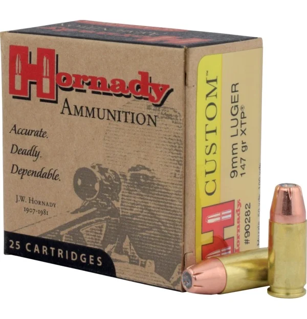 HORNADY CUSTOM 9MM 147GR JHP 25RD BX 250RD CASE